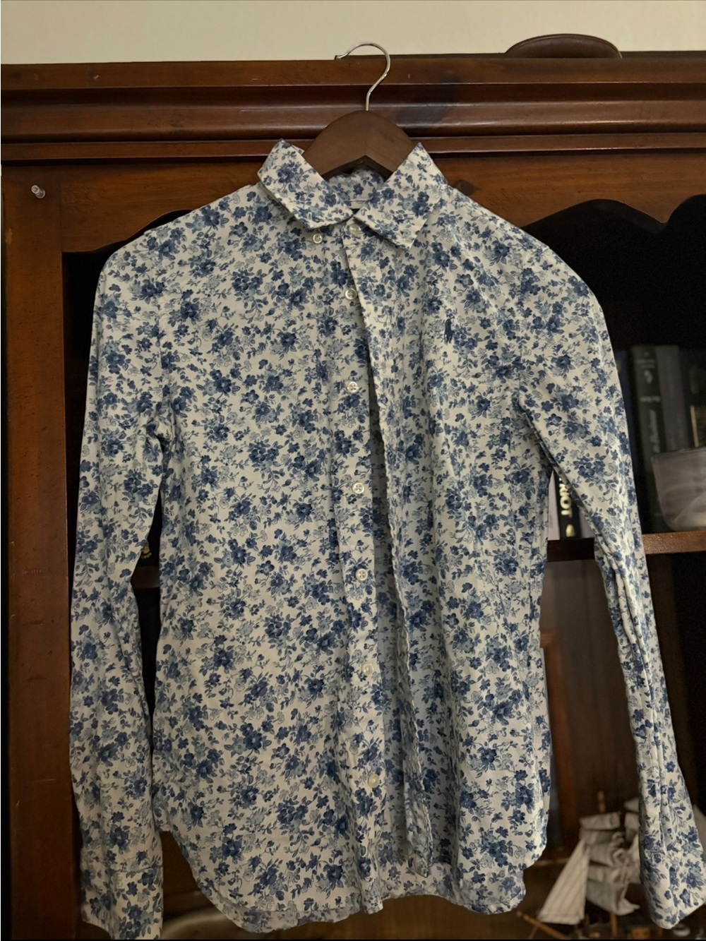 Polo by Ralph Lauren Women's Blue Floral Button-Down Shirt